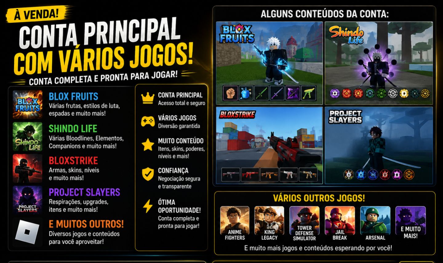 CONTA PRINCIPAL ROBLOX À VENDA | COMPLETA E COM MUITO CONTEÚDO!