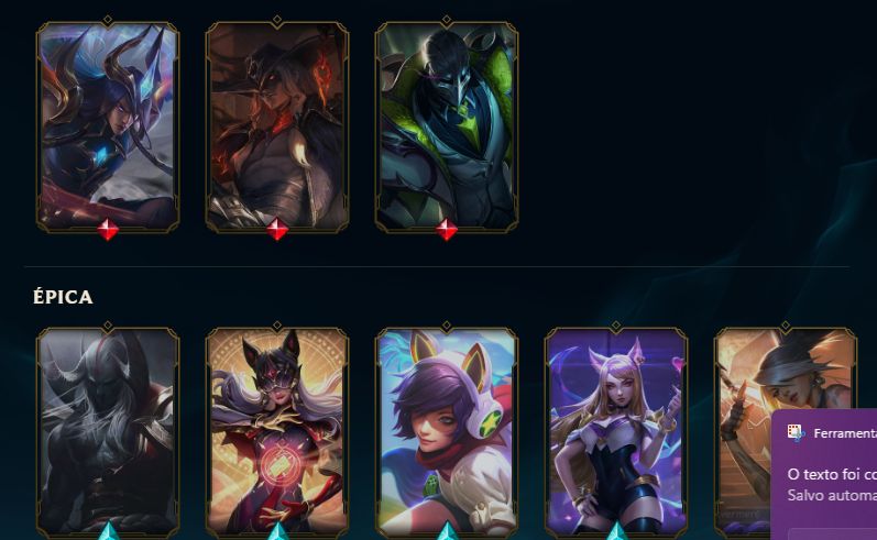 CONTA RIOT VALORANT GOLD e LOL nv. 170 - + SKINS