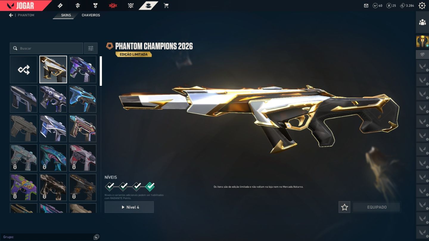 CONTA VALORANT COM SKINS RARAS + PHANTOM CHAMPIONS 2026