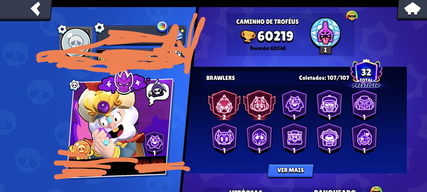 Conta Brawn star com muitas hipercargas com gemas negativa