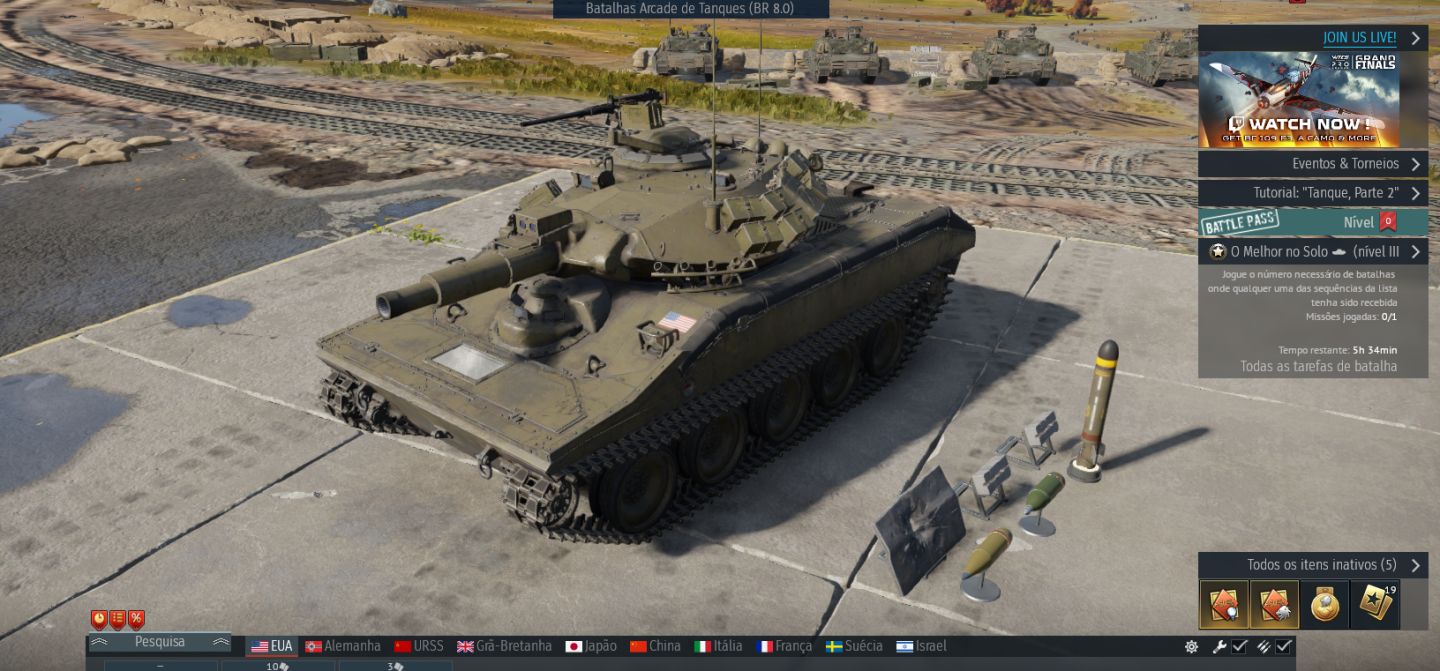 Conta War Thunder Árvore dos EUA (Nível V) | Line-up BR 8.0 | Avatar Exclusivo.