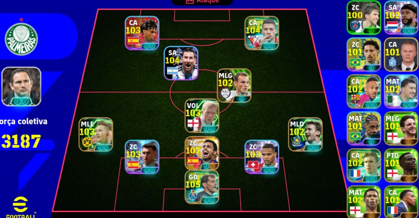 [MOBILE] CONTA ENDGAME 3187 FORÇA | RODRI 107 BIG TIME + SUAREZ 104 + CASILL