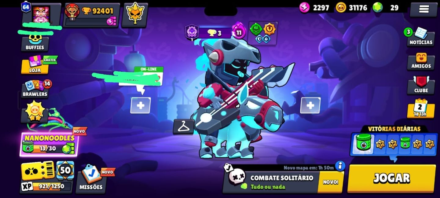 Conta de Brawl 3 Pro Pass, 92K, Pins Matcherino Promoçao, 12 passes