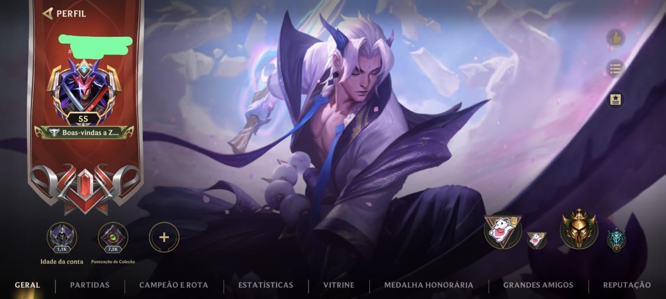 Conta Wild Rift com algumas skins, com +900 essências laranjas (Espólio)