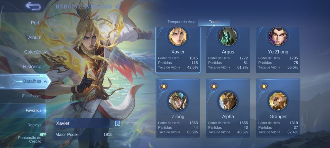 Conta de ML com 72 skins totais.