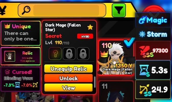 Shiny Dark Mage (Fallen Star) - EVO - SSS-S-SS - Unique [Anime Adventures]