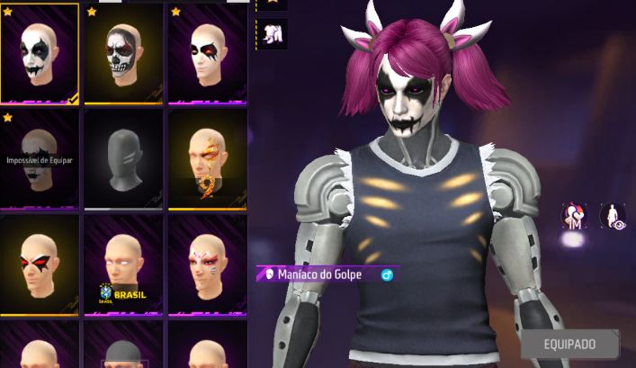 CONTA DE FREE FIRE COM CABELO ROSA, GENOS ONE PUNCHMAN, MANOMAX E ANJO VERMELHA