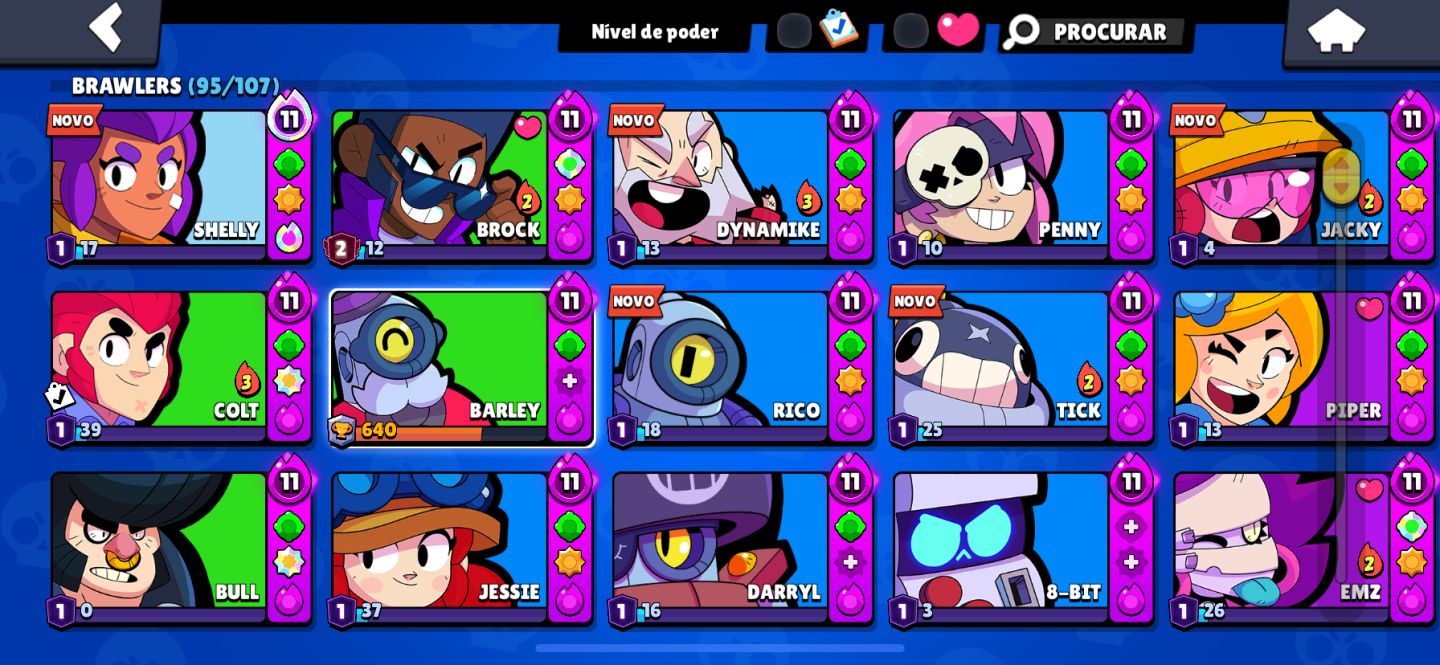 Conta Brawl Stars, antiga e com diversas skins raras