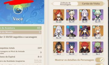Conta de genshin com ótimos 5 estrelas e Pit 70 garantido com seletor de t5
