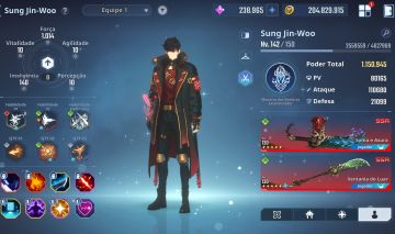 Conta Solo Levling 240K de NUCLEOS, meta de vento completo atualizado C5.
