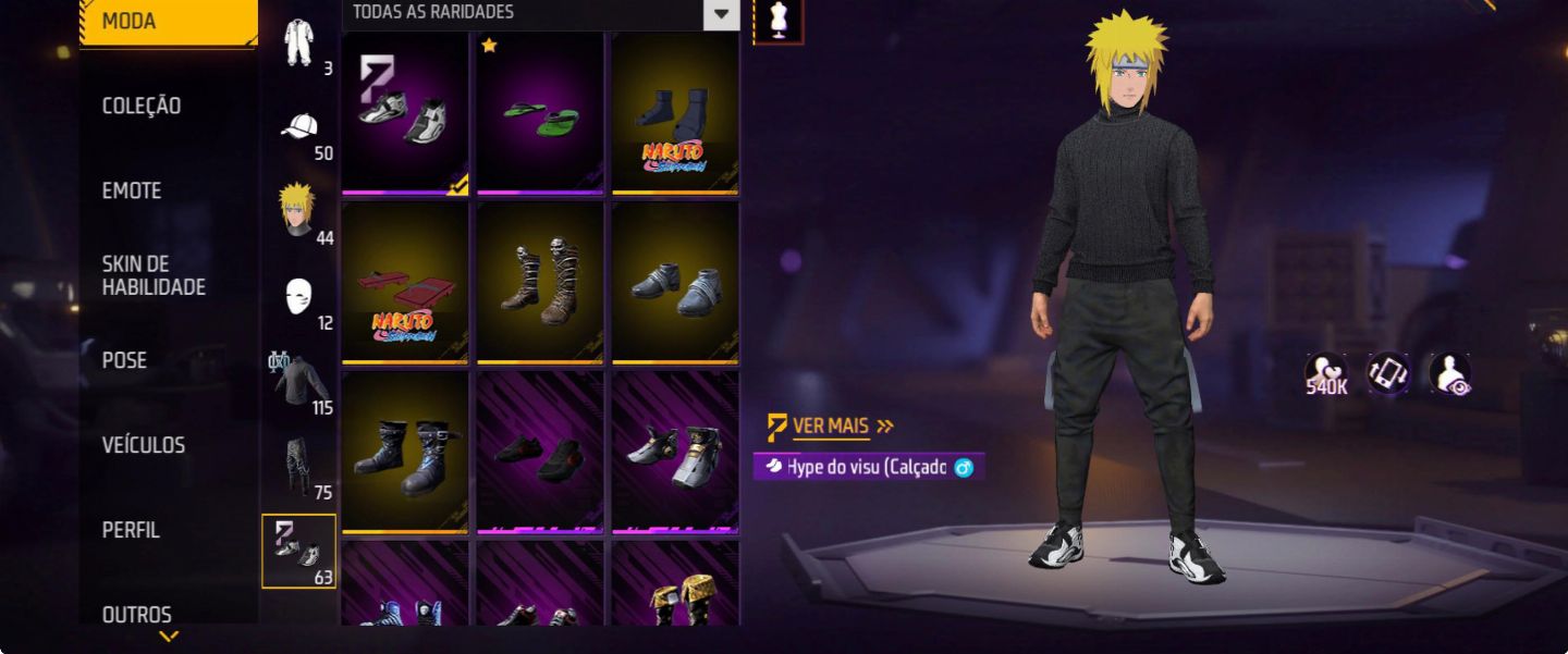 CONTA FF + 115 PEITAS + XM8 ATT 2VEL + GOLA ALTA PRETA + CALÇA JAZZ