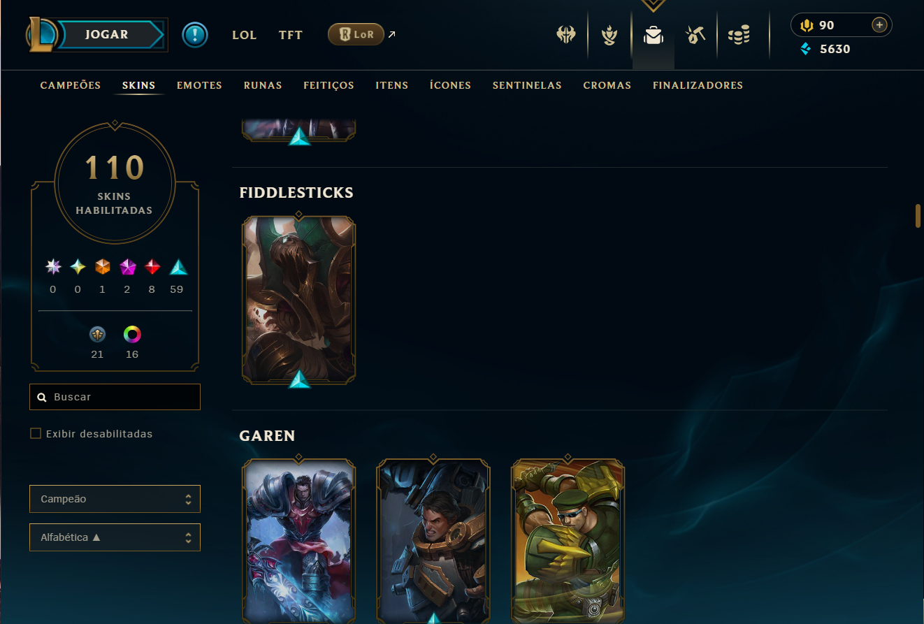 Conta recheada de skins otima conta para iniciar
