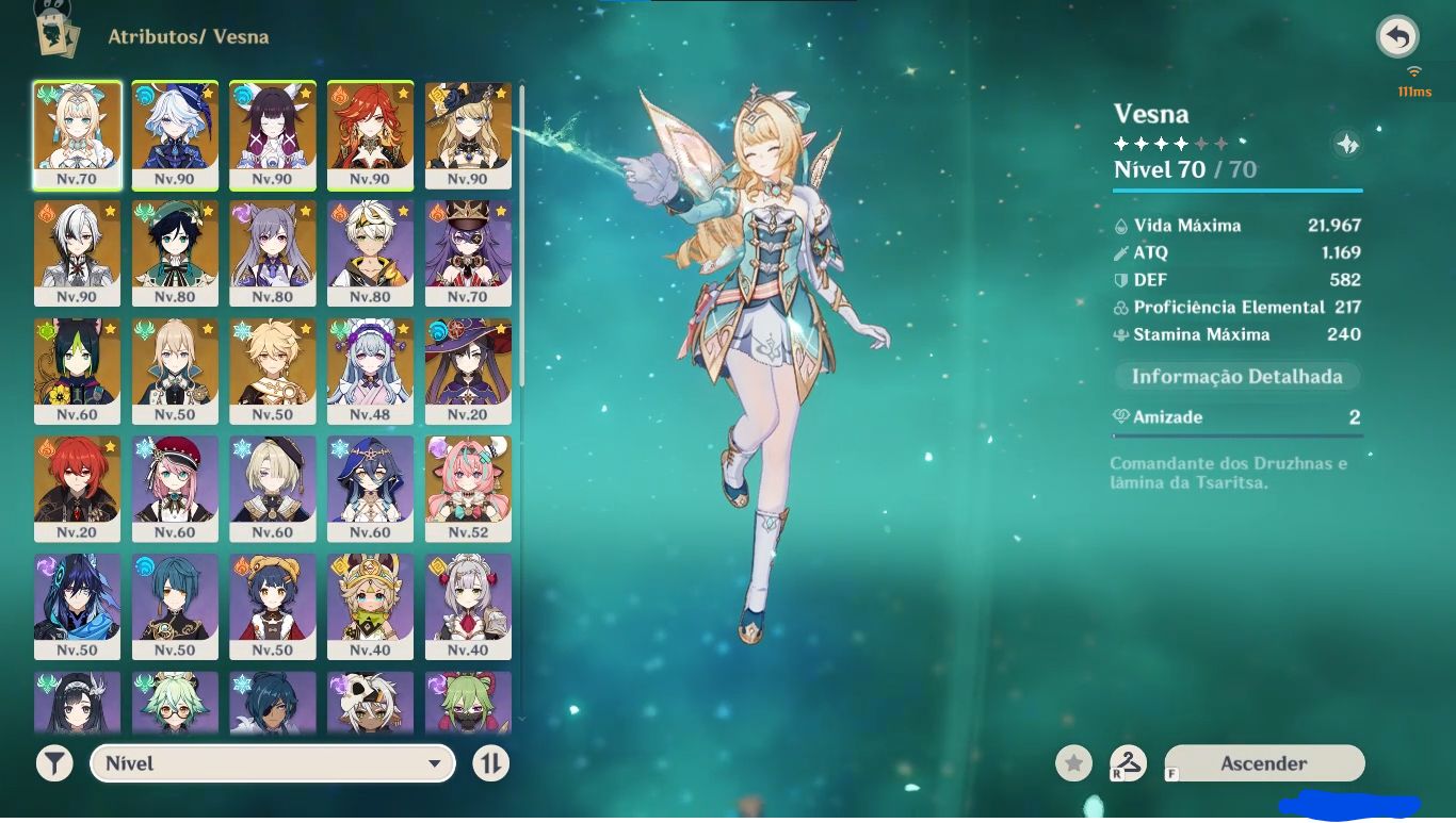 Conta genshin ar55, columbina, furina, mavuika e etc.