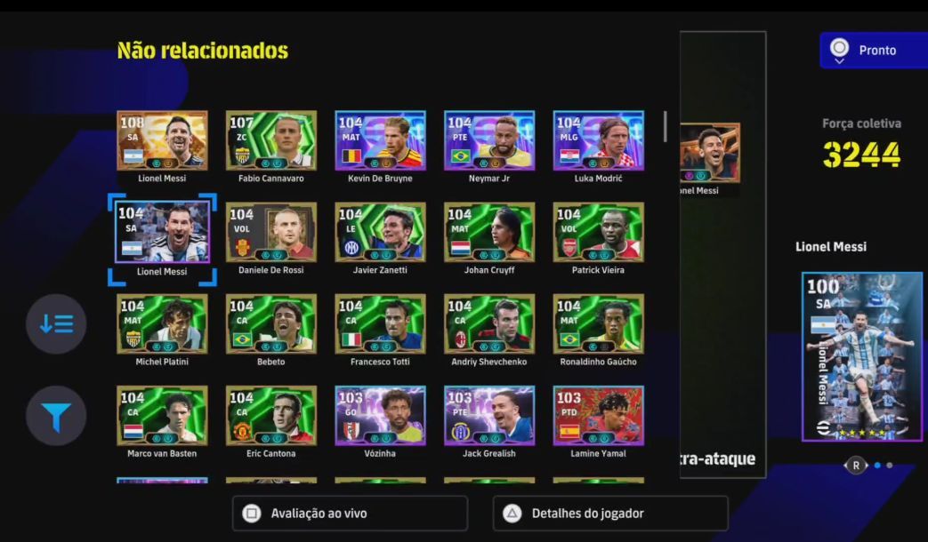 Conta Efootball - PS4 e PS5, com vários jogadores épicos, show time e big time.