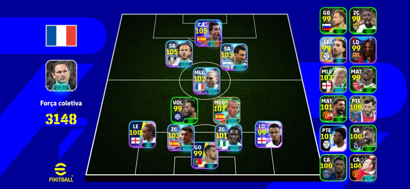 Conta eFootball Mobile FORTE | Força Coletiva 3148 | Jogadores 99+