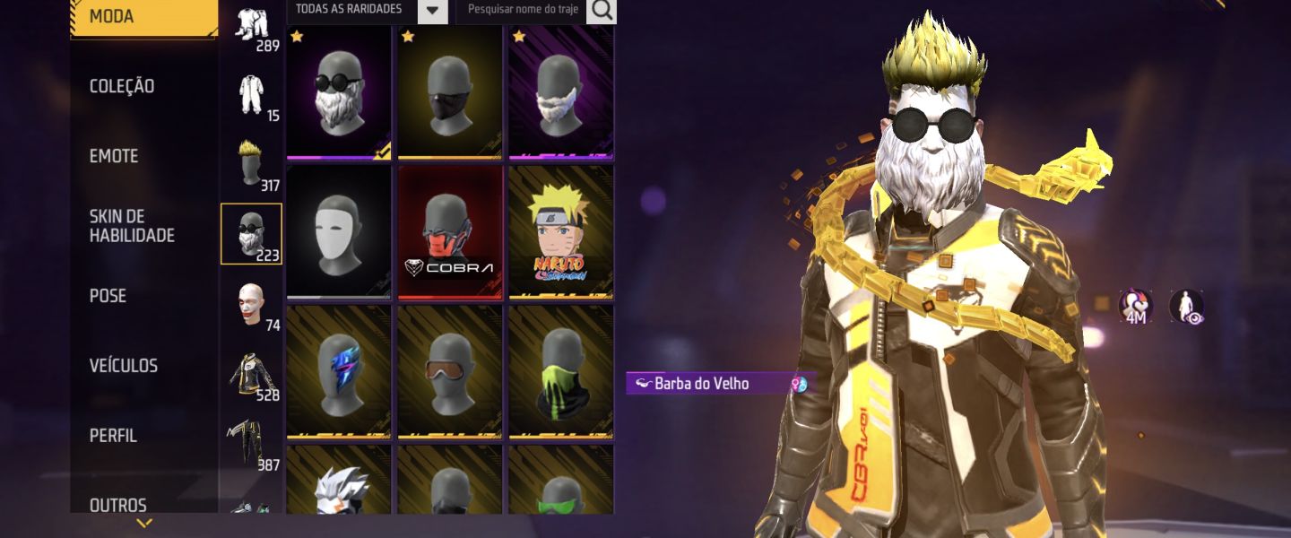 CONTA FREE FIRE RARA GEMADA! 4 PUNHOS, NIVEL 75, BARBINHA, ANGELICAL PUMA