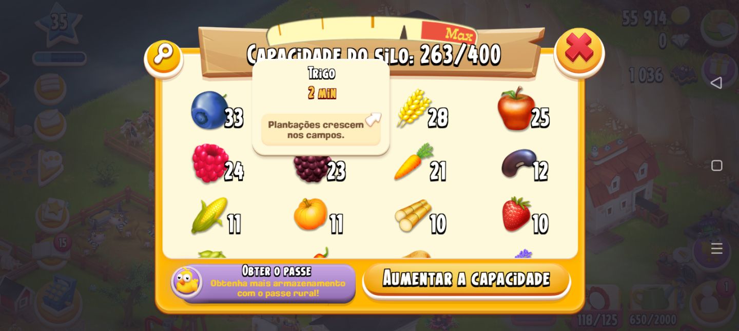 Fazenda Hay Day Lvl 35 - Pronta para Jogar com 55.000 Ouro e Recursos!