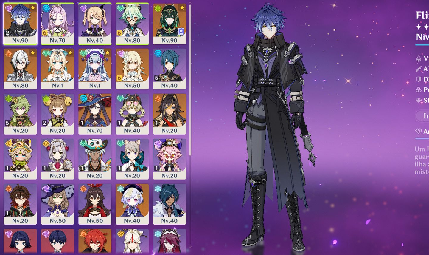 Conta Genshin Impact - Ar55 Flins c2 R1, Nefer R1, Arlecchino e Vesna