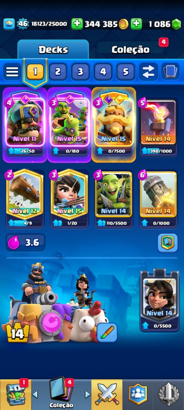 CONTA CLASH ROYALE, LEVEL 46, 8800 TROFÉIS, VISUAIS DE TORRE E MUITO MAIS...