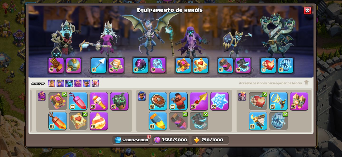 Conta cv 18, 99% maximizado, habilidades full, paisagem lendaria, diversas skins