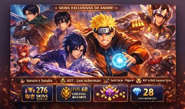 CONTA MLBB RARA -COLLAB NARUTO + LEVI + PÉGASO