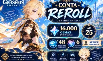 Conta Genshin Impact América Ar25 + 16.000 Primogems + 150 Pulls