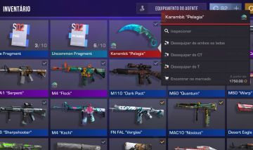 Continha de standoff com karambit pelagia que vale 1750 golds