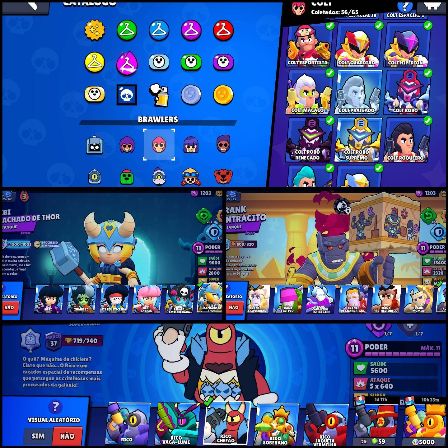 Conta de 2019 com 463 Skins / 5 Pro Pass (Colt / Dinamyke / Leon, Corvo e Brock)