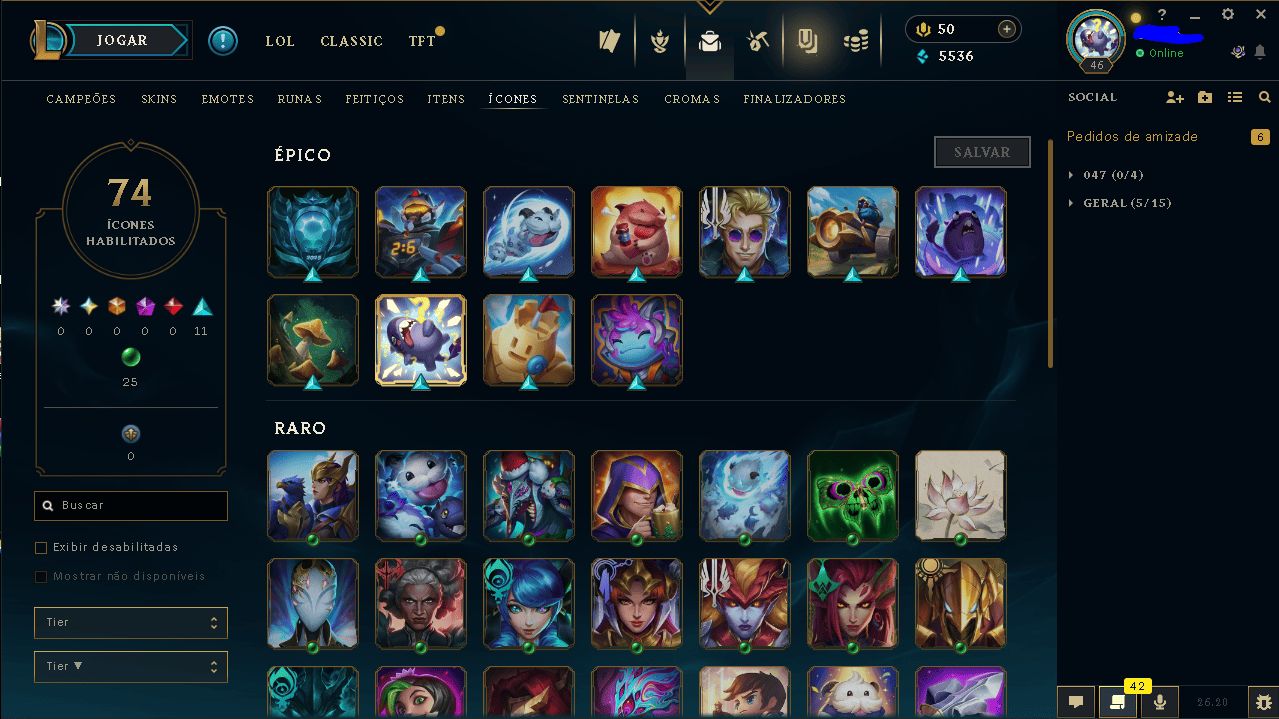 Conta Smurf LoL | Esmeralda 3 | Nível 46 | 112 Campeões | 56 Skins