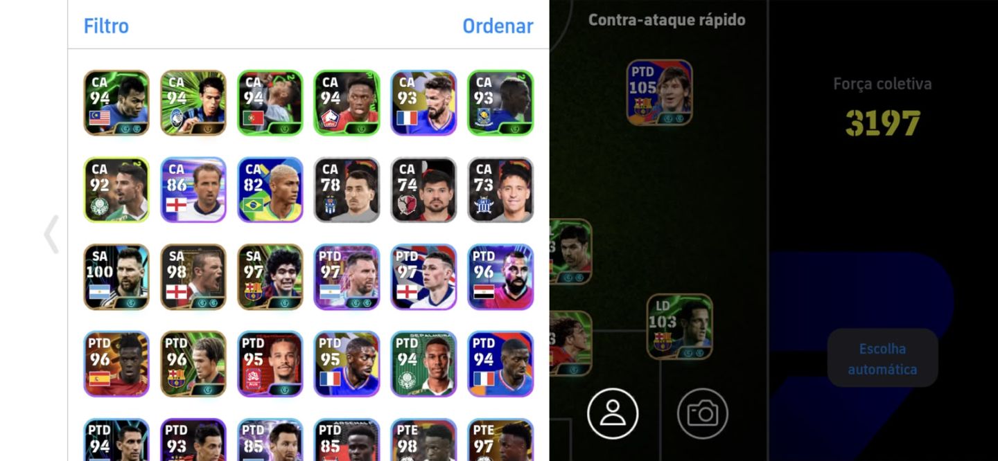 Conta Efootball - Messi 2012, Batistuta, Griezman, Buffon 105, Neymar copa 2014