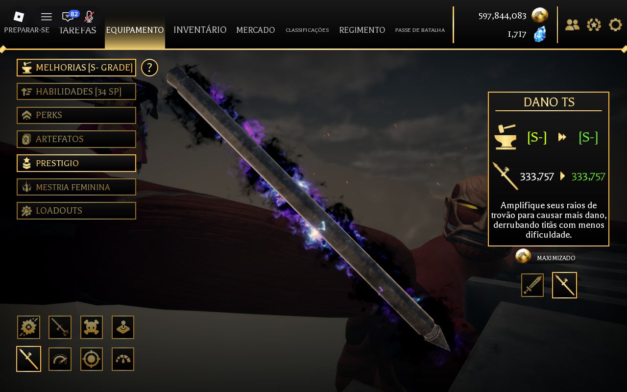 CONTA AOT REVOLUTION | GRADE S- | 597M+ GOLD | TERRIBLE TORNADO x11 | DANO TS 33