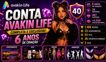 Conta Avakin life| Rica| Vários itens| Nível 40| 6 Anos