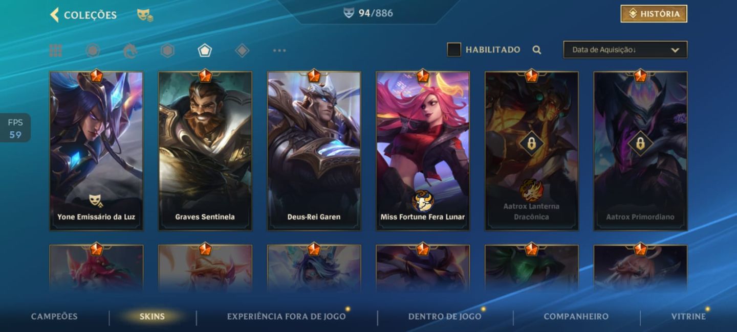 Conta WR Elo Mestre |94 Skins| Deus-Rei Garen + Yone Emissário + Jinx/Vi Arcane