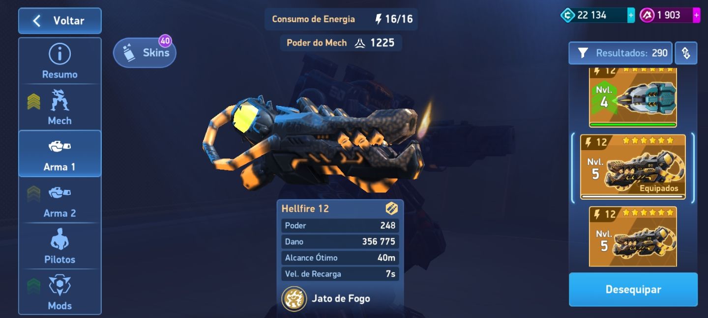 Conta Mech Arena com mais de 12000 de poder