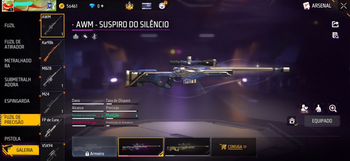 CONTA FREE FIRE COM CONJUNTO DAMA ESCALARTE | AWM ATRIBUTADA | CARTÃO DE TROCA