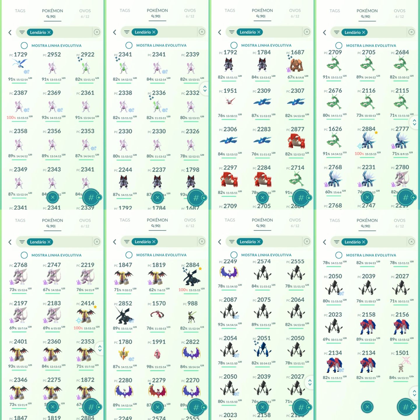 RARIDADE COM ZEKROM SHUNDO MEWTWO SHINY FUNDO E + 5 LENDARIOS SHINY - POKEMON GO