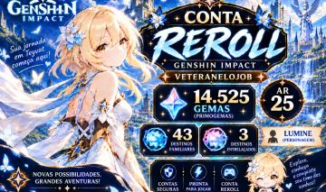 Conta Genshin Impact América Ar25 + 14.525 Primogems + 130 Pulls