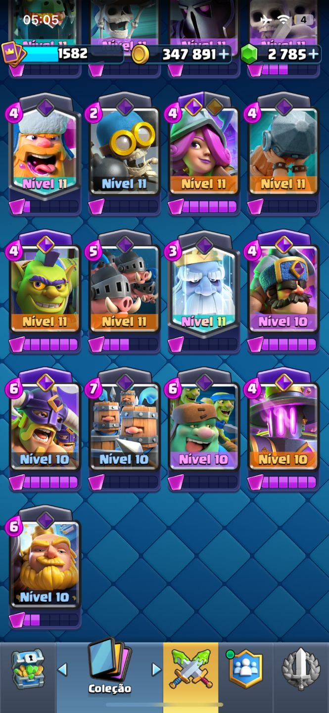 13K | 122/123 CARTAS | 2.785 GEMAS | 347K OURO | 9 CURINGAS EVO