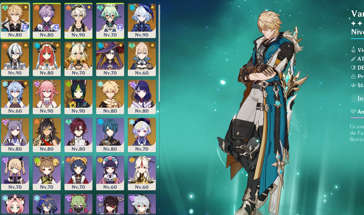 Conta Genshin Impact e StarRail - Ar56 Varka, Durin, Furina, Yae e Garantido