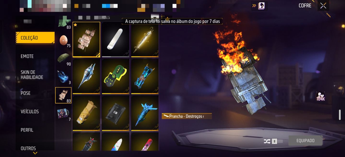 Conta freefire com todas as skins da primeira parte naruto