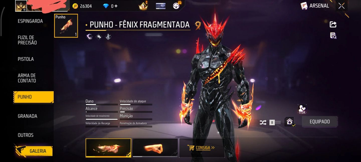 Conta com conjunto desejo sombrio e punho fênix