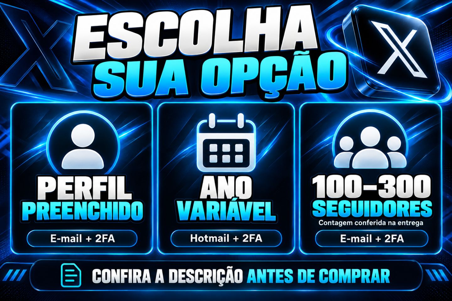 Contas X / Twitter | E-mail + 2FA | Confira as Opções