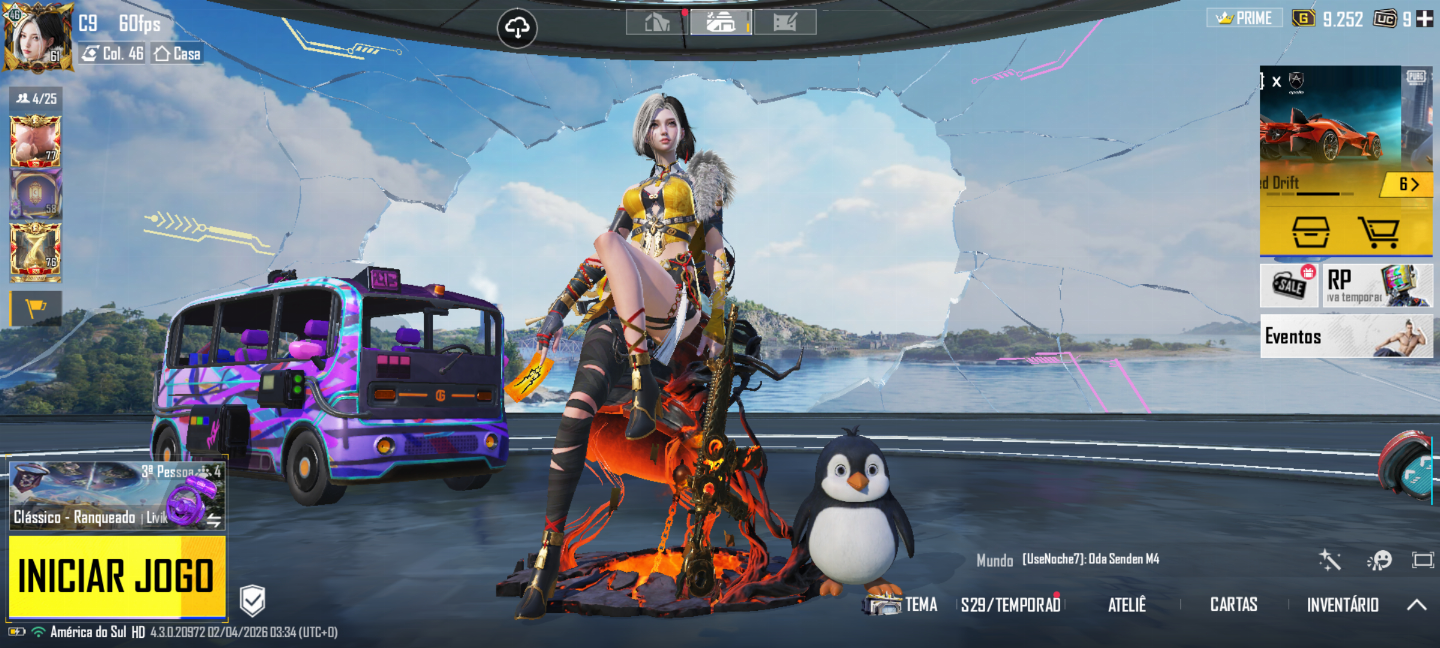 CONTA PUBG MOBILE FULL + SKIN GLACIAL E INFERNAL