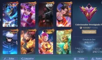 CONTA MOBILE LEGENDS 318 SKINS, TODOS OS HERÓIS, TODOS OS EMBLEMAS NO MÁXIMO.