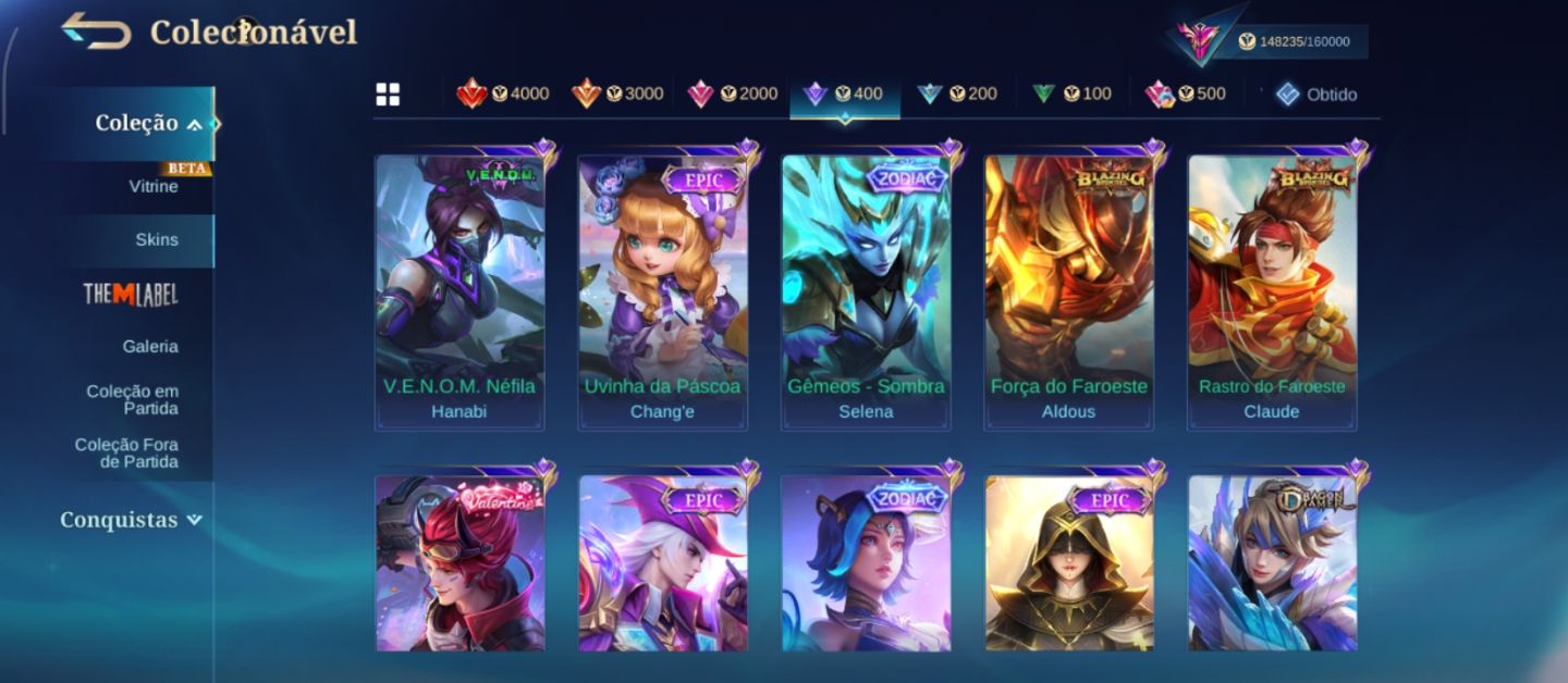 Legend Lunox - 463 Skins - Full herói e emblemas - líder de clã nível 10