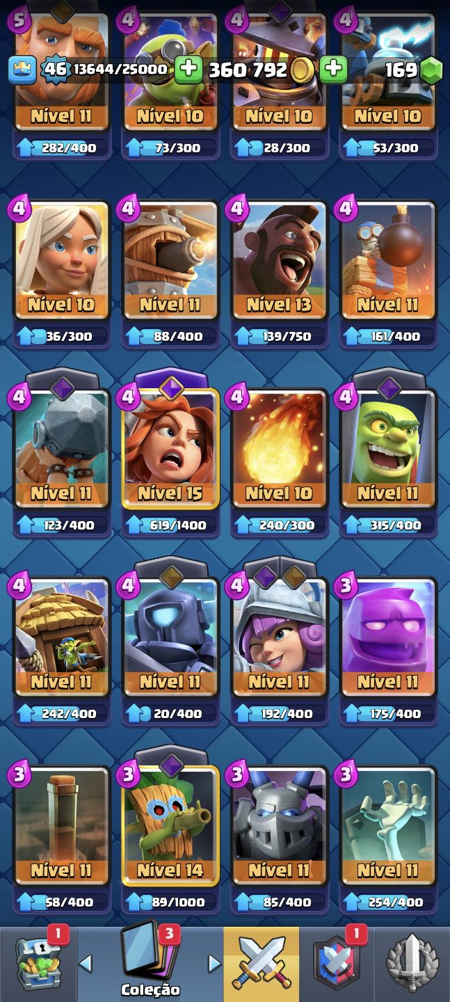Conta clash royale 10k de troféus, diversas cartas upadas, level 46, 4 anos