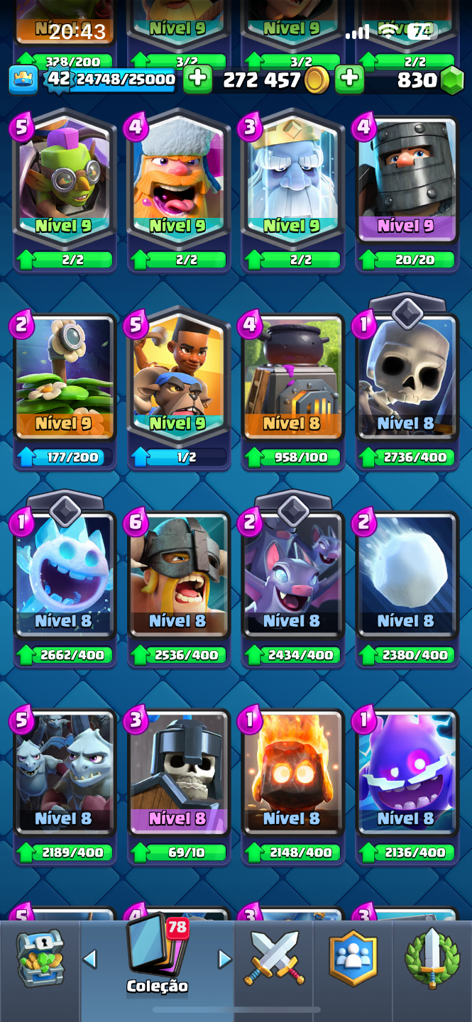 CONTA CLASH ROYALE | 7792 TROFÉUS | 278K DE GOLD | 830 GEMAS