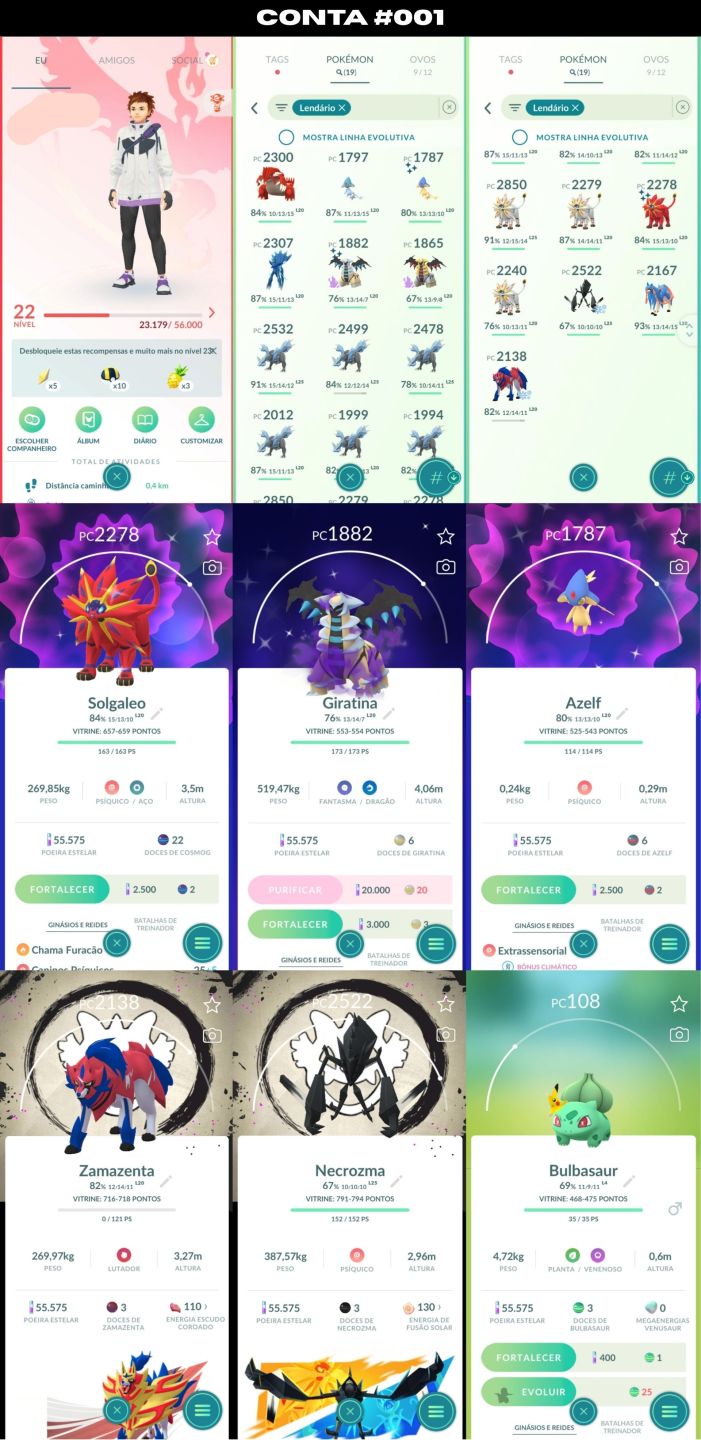 [PROMOÇÃO] CONTAS RARAS POKEMÓN GO LENDÁRIOS SHINYS, AVES DE GALAR, 100% E MAIS!