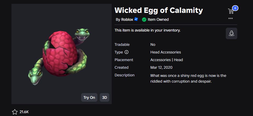 CONTA ROBLOX ANTIGA 2019 COM WICKED EGG OF CALAMITY + 25 OFFSALES [UNVERIFIED]