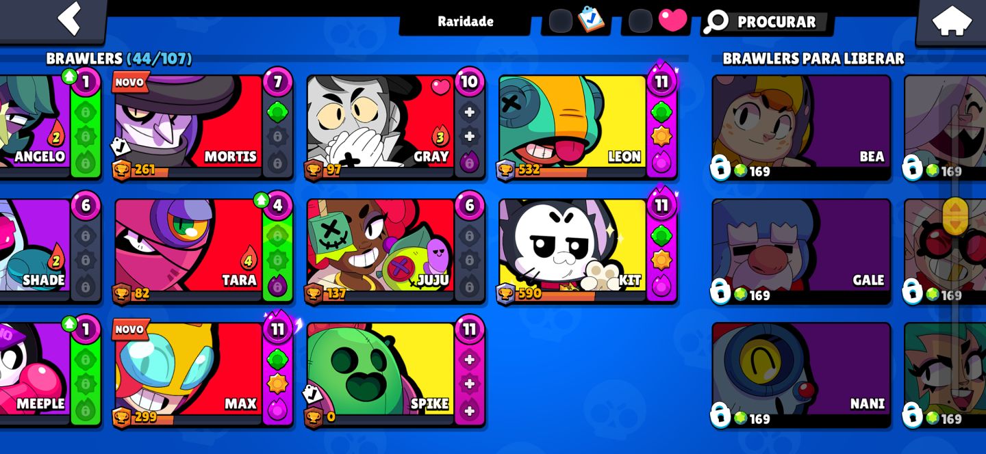 CONTA BRAWL STARS | 7.216 TROFÉUS | 44 BRAWLERS | 6 LVL 11 (LEON, SPIKE, KIT)